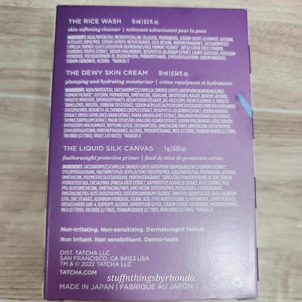 NEW TATCHA Travel Set Rice Wash (15ML) Cream (10‎ ML) GREAT 4 HOLIDAY Travel!!